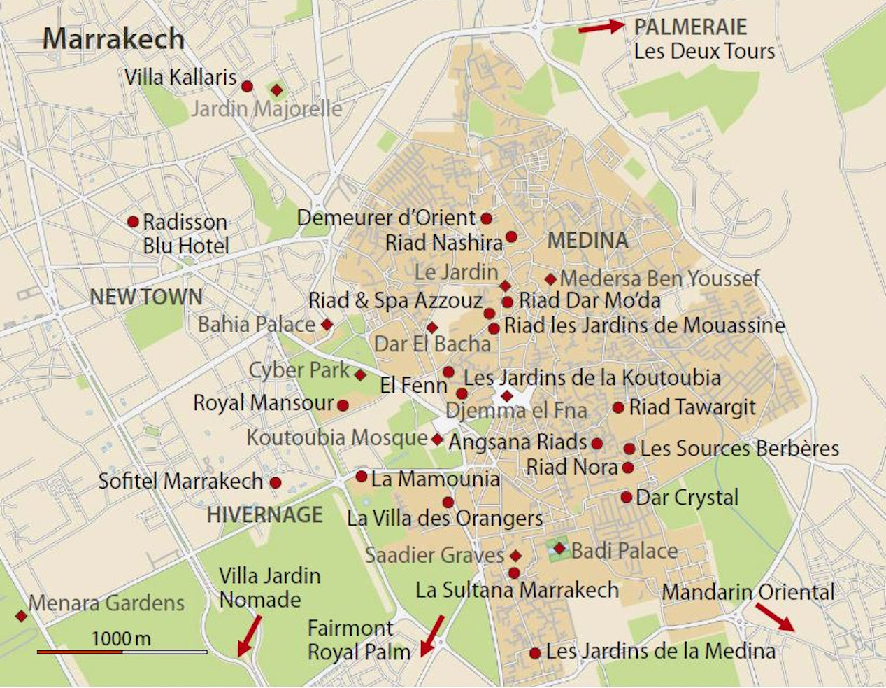 Hotelkarte Marrakesch