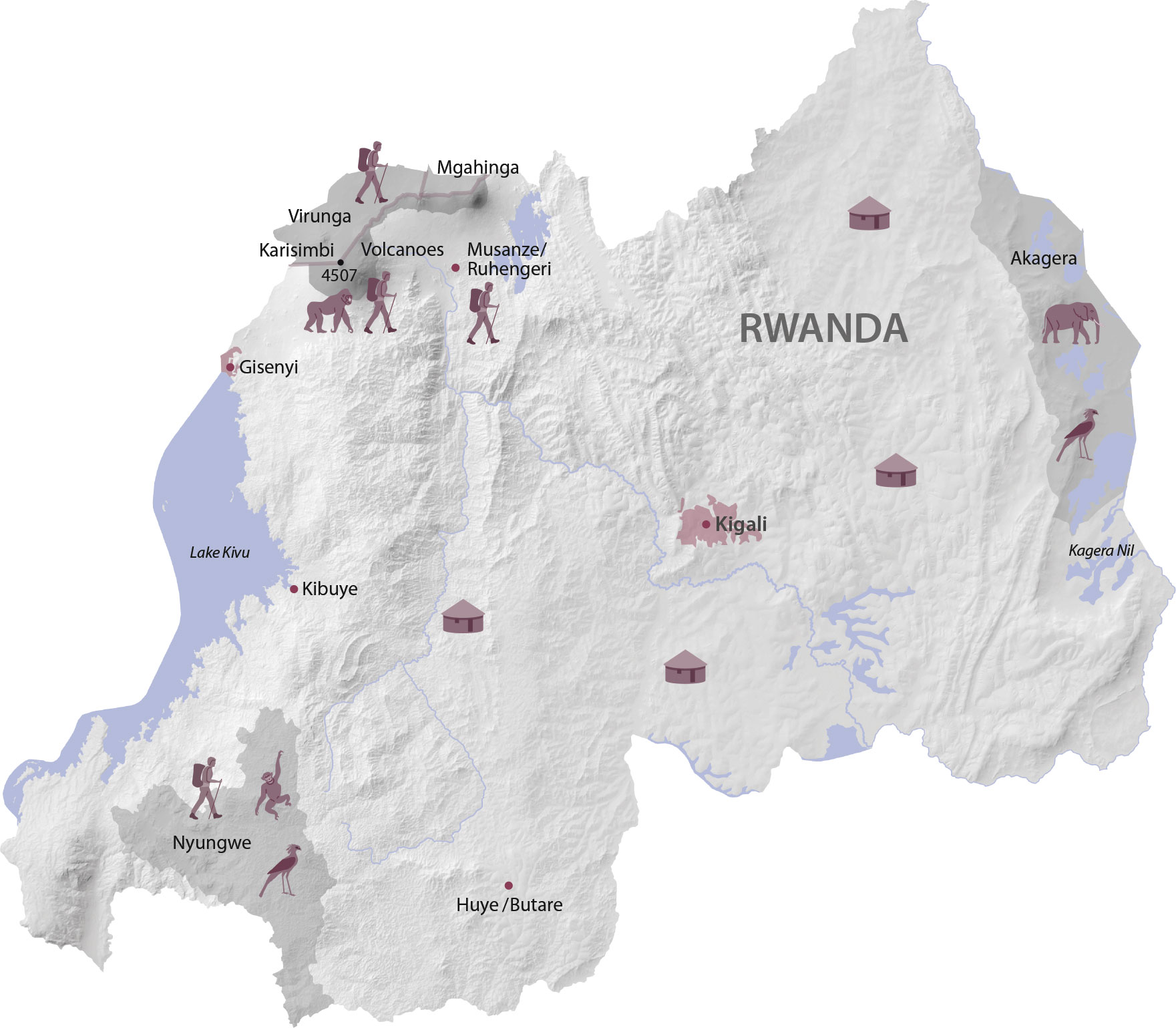 Karte Regionen in Ruanda